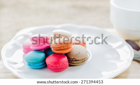 Sweet colors macarons with vintage style soft focus.   