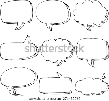 Hand drawn comic speech bubble set