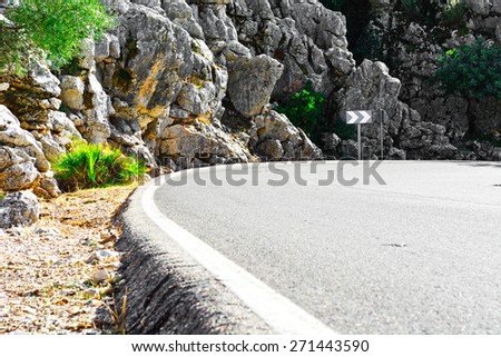 Winding Asphalt Road in the  Mountains of Spain