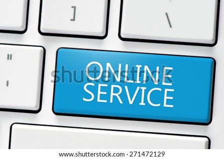 Keyboard with online service buton. Computer white keyboard with online service button
