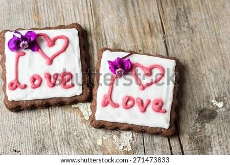 Cookies heart on a napkin. Valentine's Day