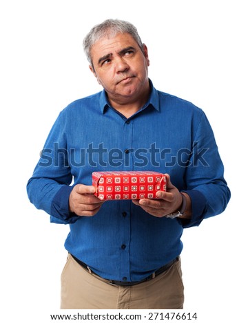 man thinking with a gift