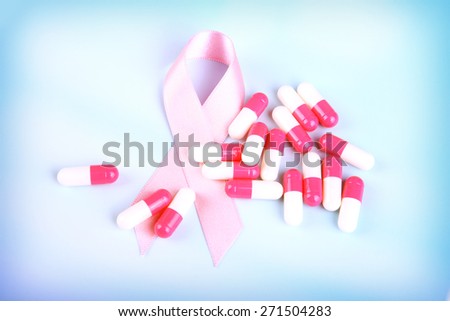 Breast Cancer Awareness ribbon with pills