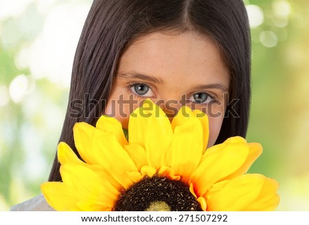 Child, Sunflower, Playing.