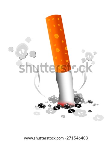 idea concept campaign on smoke. Vector Smoke cigarettes come out as skull. Smoking is a health hazard