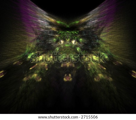 Monster head made from fractals on a black background