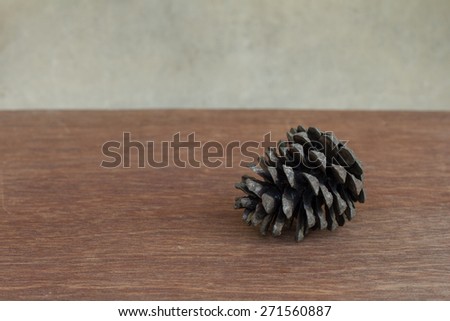 Pine cone on table and vintage background