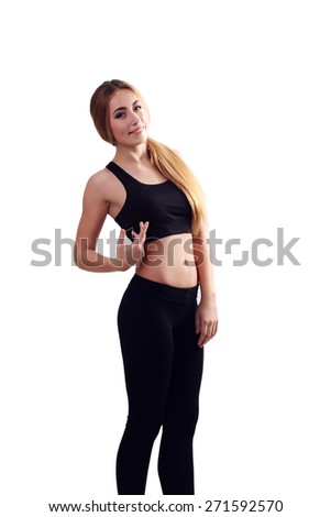 beautiful young girl with concetrate facial expression.Fitness training concept.