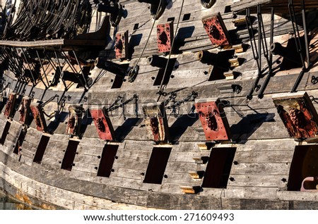 ancient pirate ship with cannons