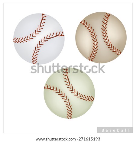Sports and Fitness symbol, Illustration Collection of Baseball Ball Isolated on A White Background.

