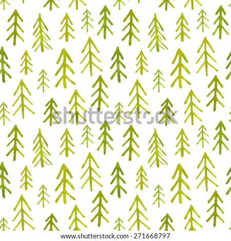 Seamless pattern with colorful watercolor trees. Vector illustration