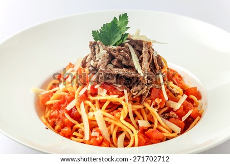 Pasta beef:An delicious pasta with beef and tomatoes sauce   Location:at Rawan Cake in Amman Jordan