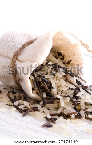 raw Rice in small sack
