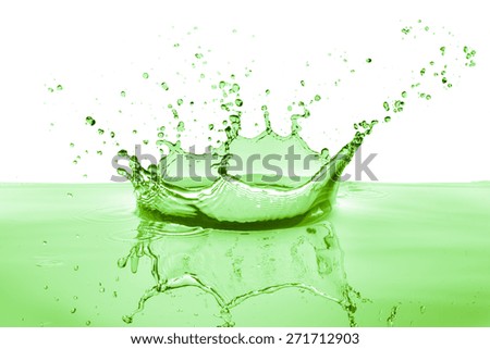 green liquid splash on white background
