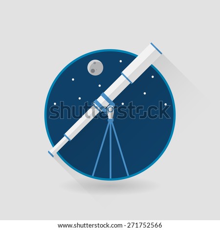Modern flat style telescope vector icon