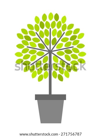 Tree in pot. Vector illustration