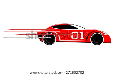 Speeding race car vector icon