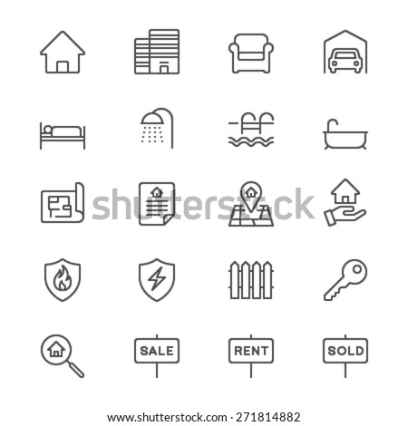Real estate thin icons Royalty-Free Stock Photo #271814882