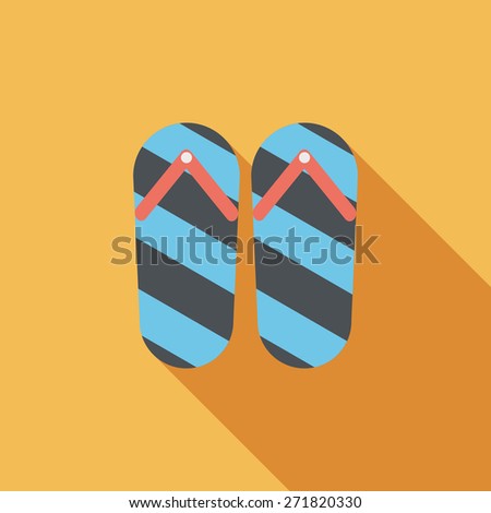 flip flop flat icon with long shadow