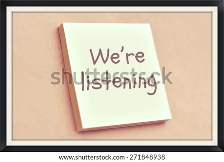 Text we're listening on the short note texture background