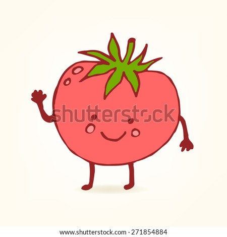 Cute vector hand drawn tomato illustration