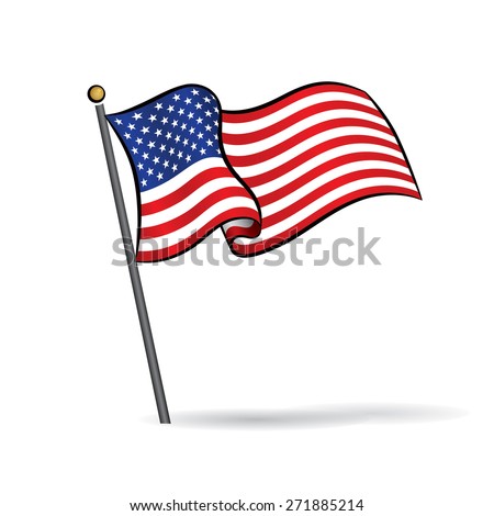 USA flag waving on the wind, Vector Illustration
