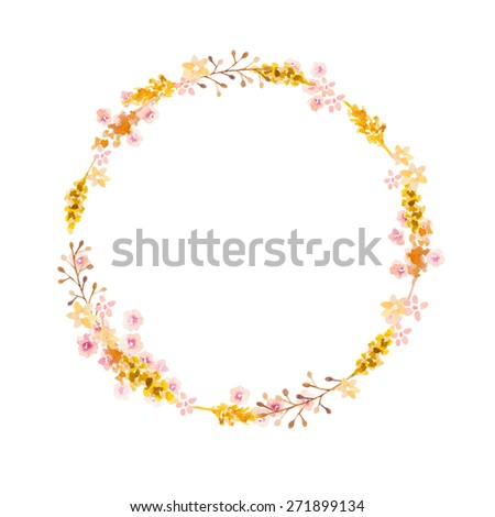  Hand drawn watercolor flower wreath