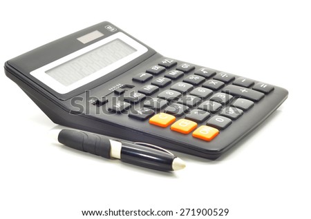Black calculator isolated on white background 