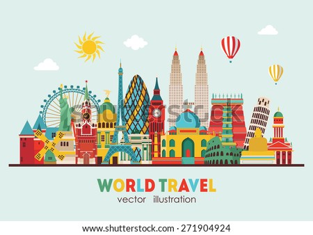 Travel and tourism background. Vector illustration Royalty-Free Stock Photo #271904924