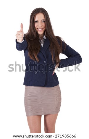 business woman with the sign of approval