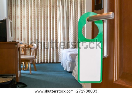 Blank sign of hotel room