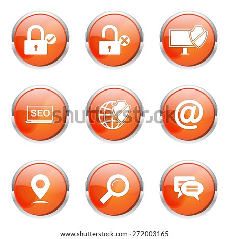SEO Internet Sign Orange Vector Button Icon Design Set 3