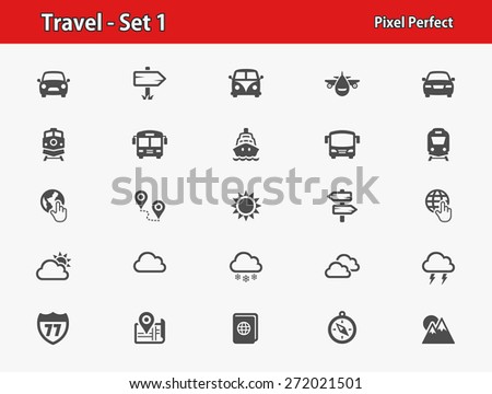 Travel Icons. Professional, pixel perfect icons optimized for both large and small resolutions. EPS 8 format.