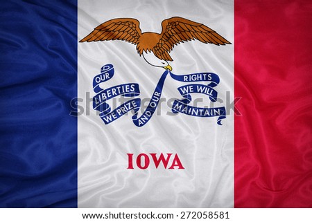Iowa flag on fabric texture,retro vintage style