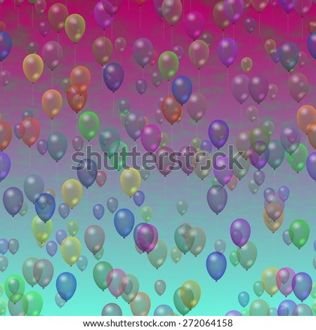 Colorful party balloons flying in the sky. 