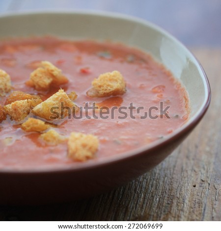 Gazpacho soup with croutons