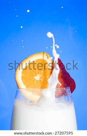 Dessert milk with fruit