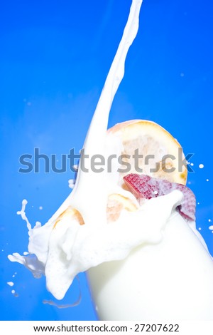 Dessert milk with fruit