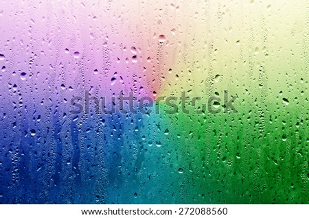 Abstract Water Rain Drop on the Rainbow Grass in Rainy Season for Texture Background