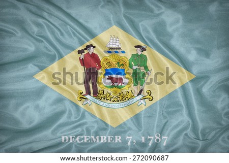 Delaware flag on fabric texture,retro vintage style