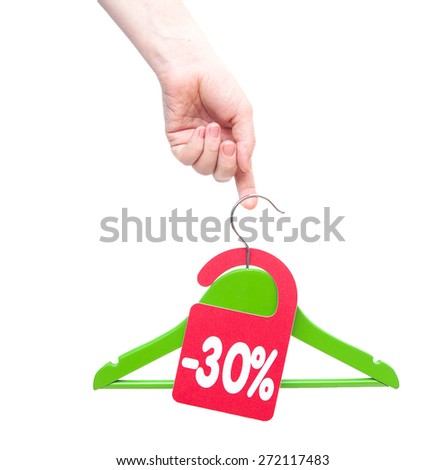 discount tag in hand a woman
