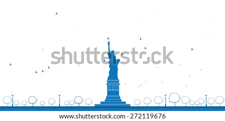 Outline Statue of Liberty New York. Vector Illustration. Business travel and tourism concept with place for text. Image for presentation, banner, placard and web site
