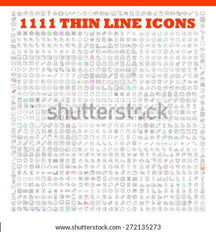 1111 thin line icons exclusive XXL icons set contains: universal interface, navigation, people, web store, finance themes, and many other. Ideal set for infographics Royalty-Free Stock Photo #272135273
