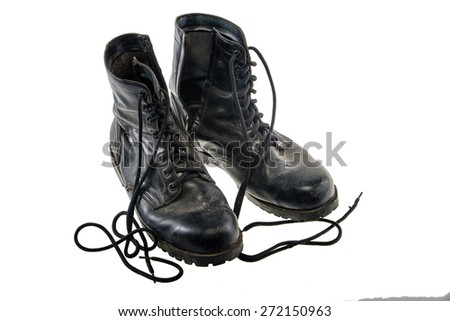 used military boots isolated on white background