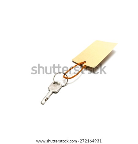 key with tag isolated on white background