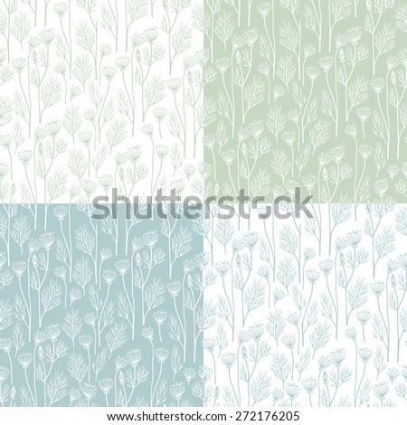 Set of seamless patterns with decorative dill