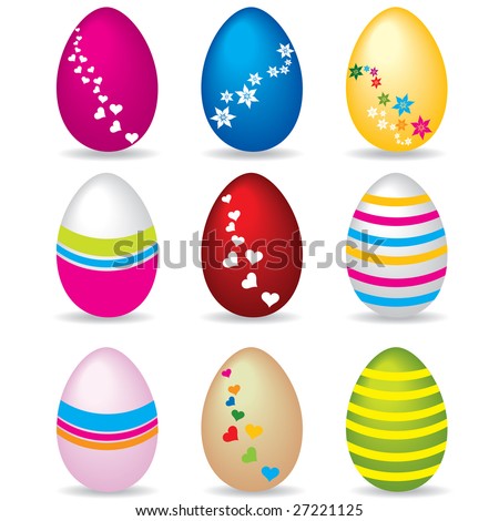 color decorate eggs on white background