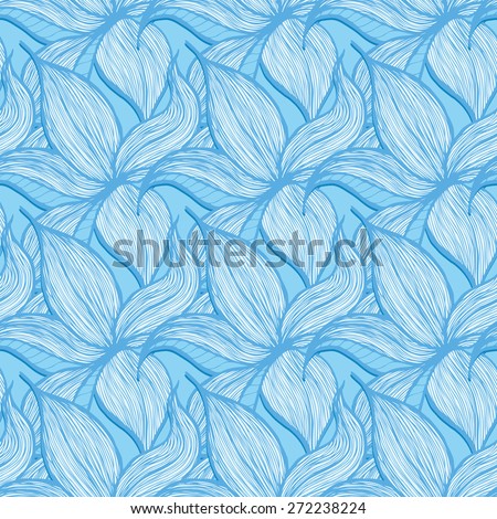 Vector creative hand-drawn abstract pattern of stylized flowers in blue and cyan colors Royalty-Free Stock Photo #272238224