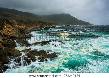 View of the rocky Pacific Coast, at Garrapata State Park, California.