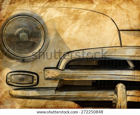 Close-up photo of retro car headlights